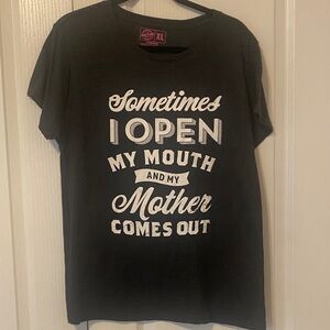 Dark Gray Graphic T-Shirt with White Text